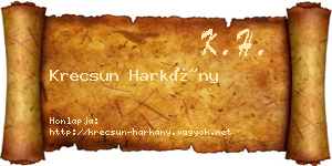 Krecsun Harkány névjegykártya